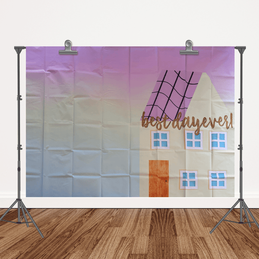 Peppa Pig House Rainbow Vinyl Backdrop