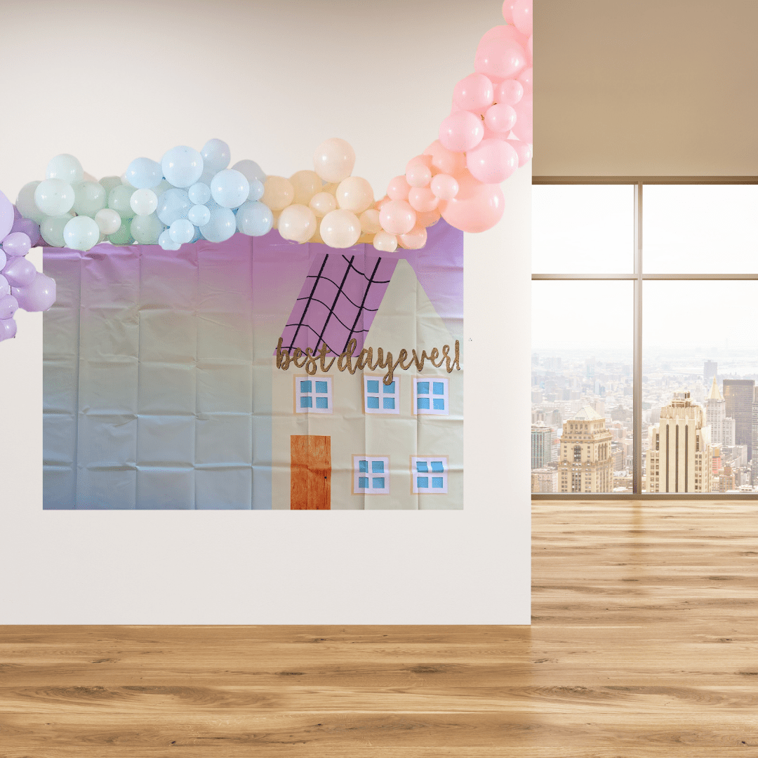 Peppa Pig House Rainbow Vinyl Backdrop