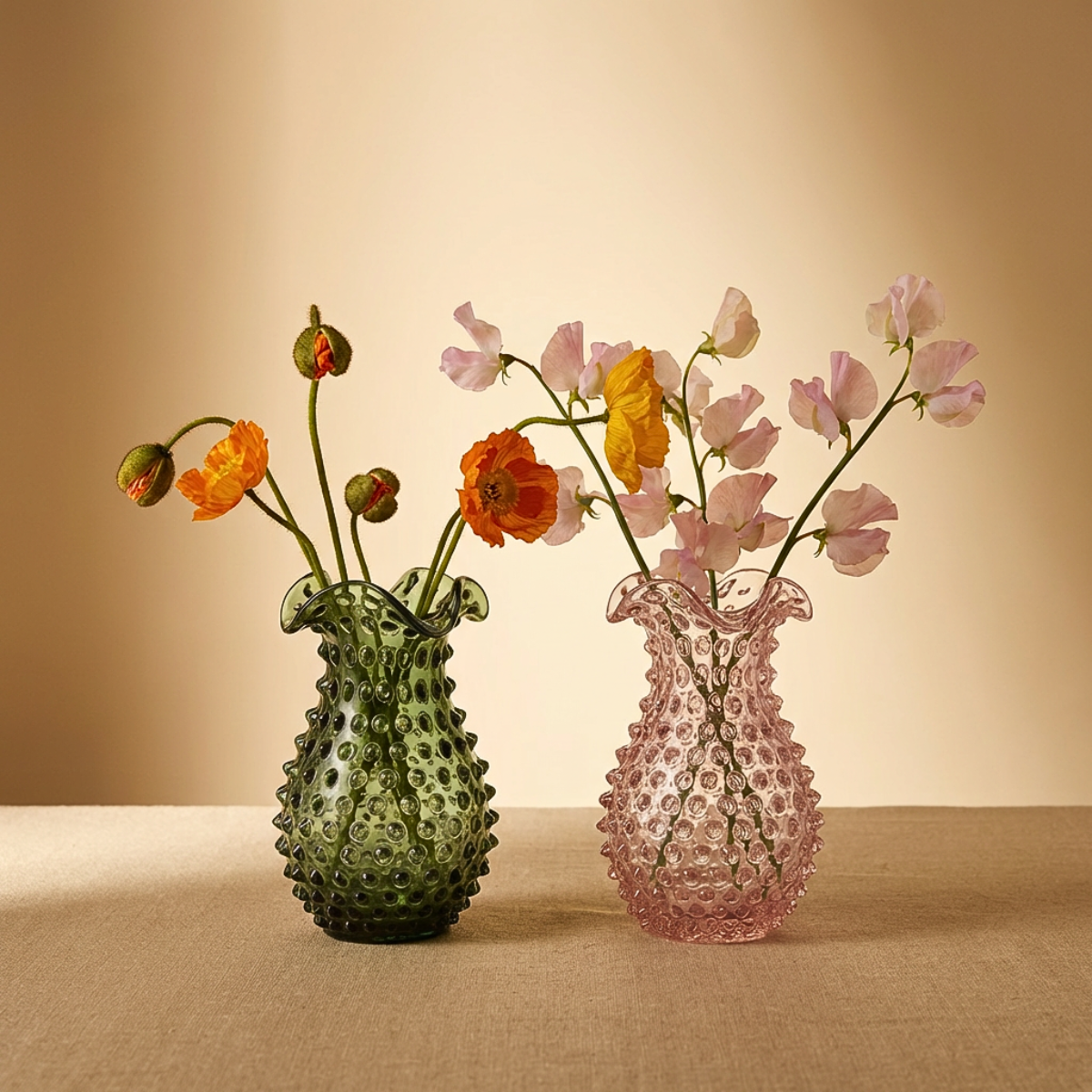 Hobnail Vase - Petal - Moss Green