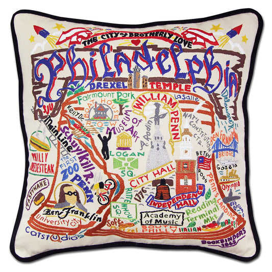 Philadelphia Hand-Embroidered Pillow