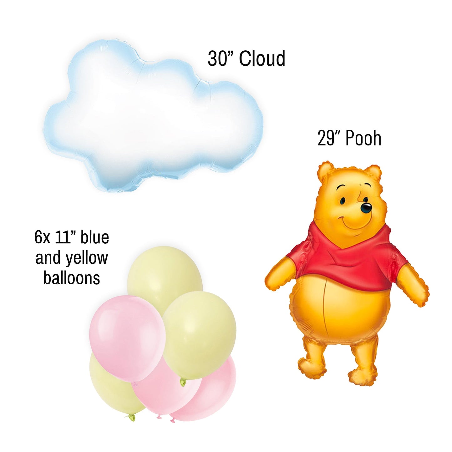 Pink and Yellow Pooh Bear Balloon Bouquet