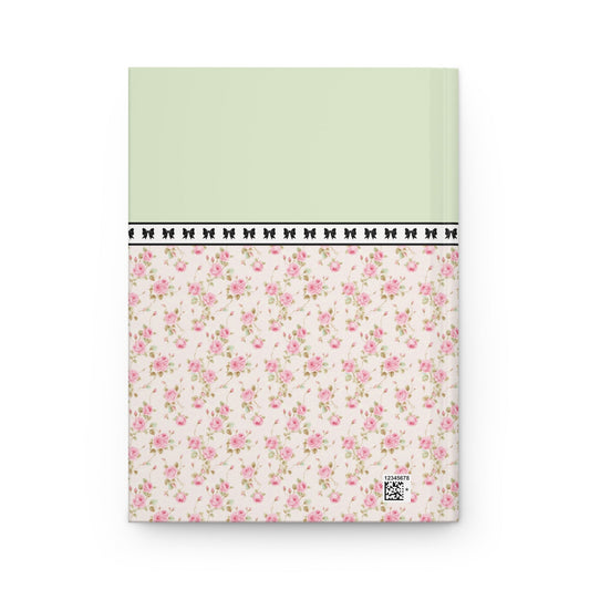 Pink Floral Notebook with Initial and Bows: J