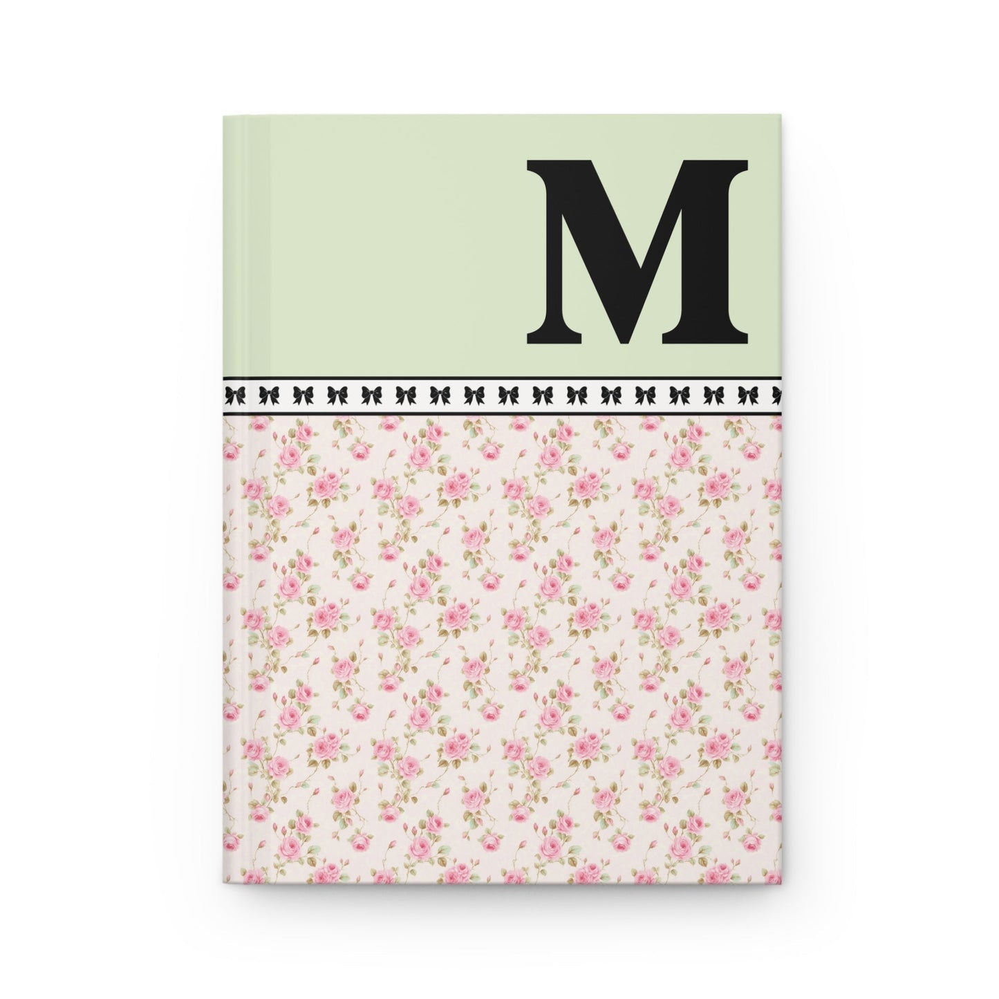 Pink Floral Notebook with Initial and Bows: M