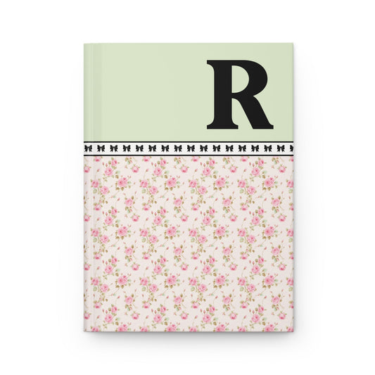 Pink Floral Notebook with Initial and Bows: R