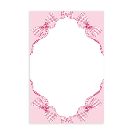 Pink Gingham Bow Notepad