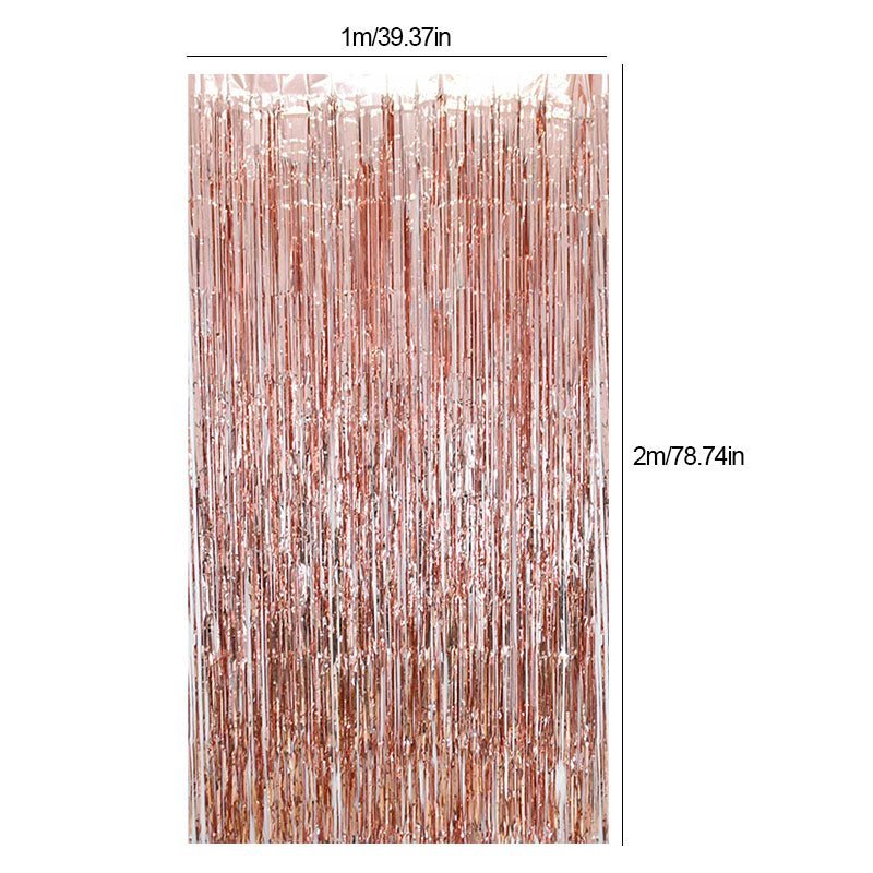 Pink Metallic Fringe Curtain – 6.5ft Backdrop