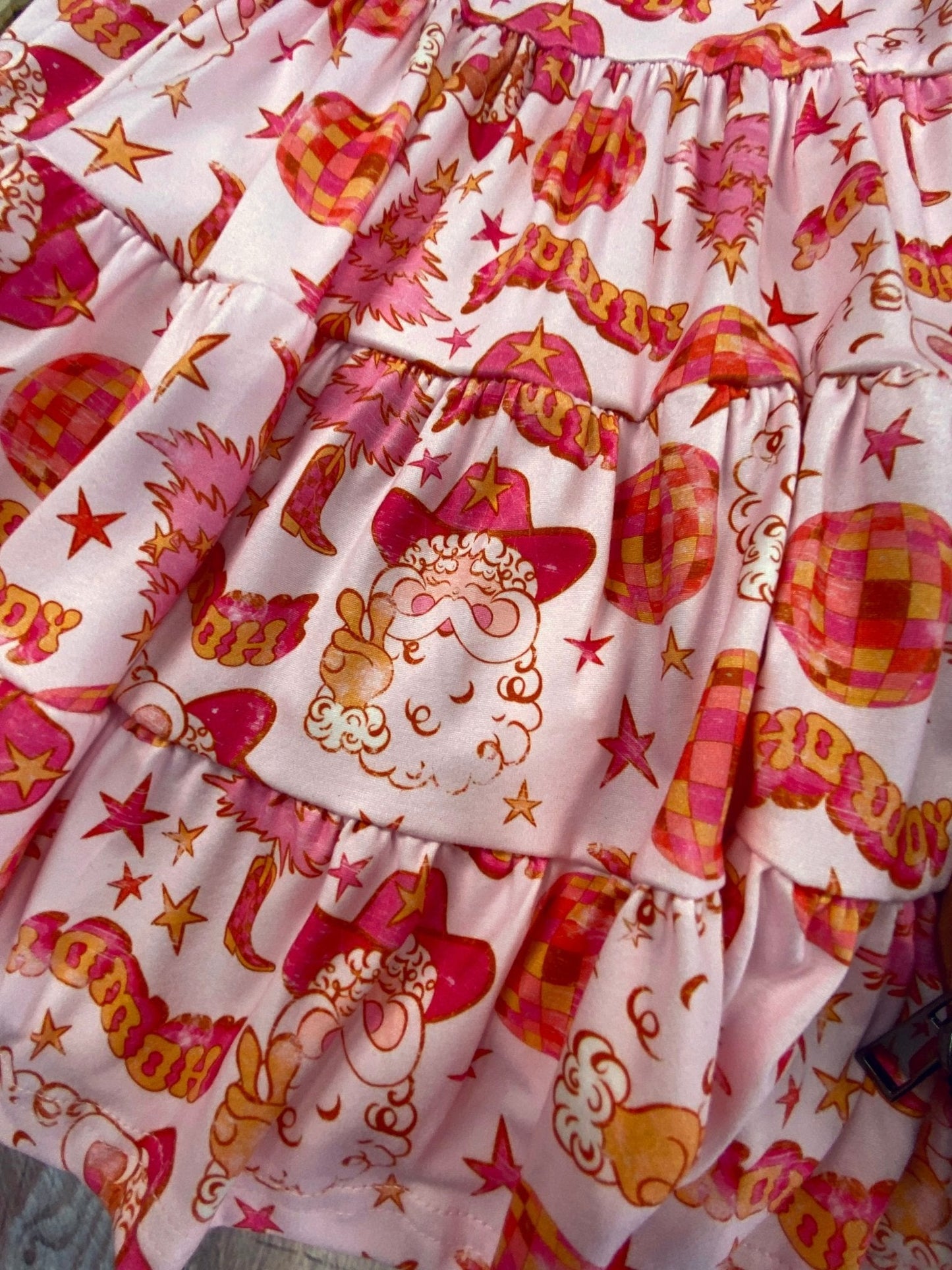 Pink Western Santa Holiday Twirl Dress