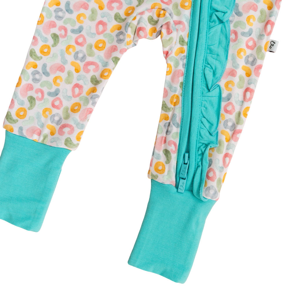 Kayelee Leopard Bamboo Ruffle Convertible Footie