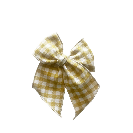 Mustard Linen Gingham Elle Bow
