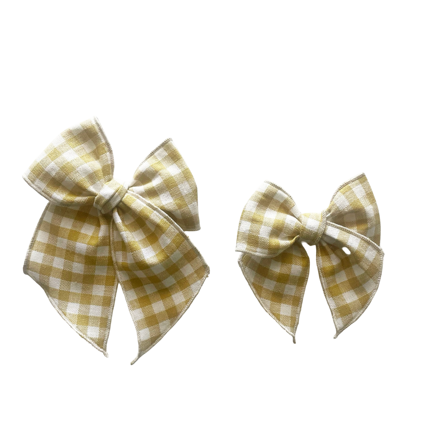 Mustard Linen Gingham Elle Bow