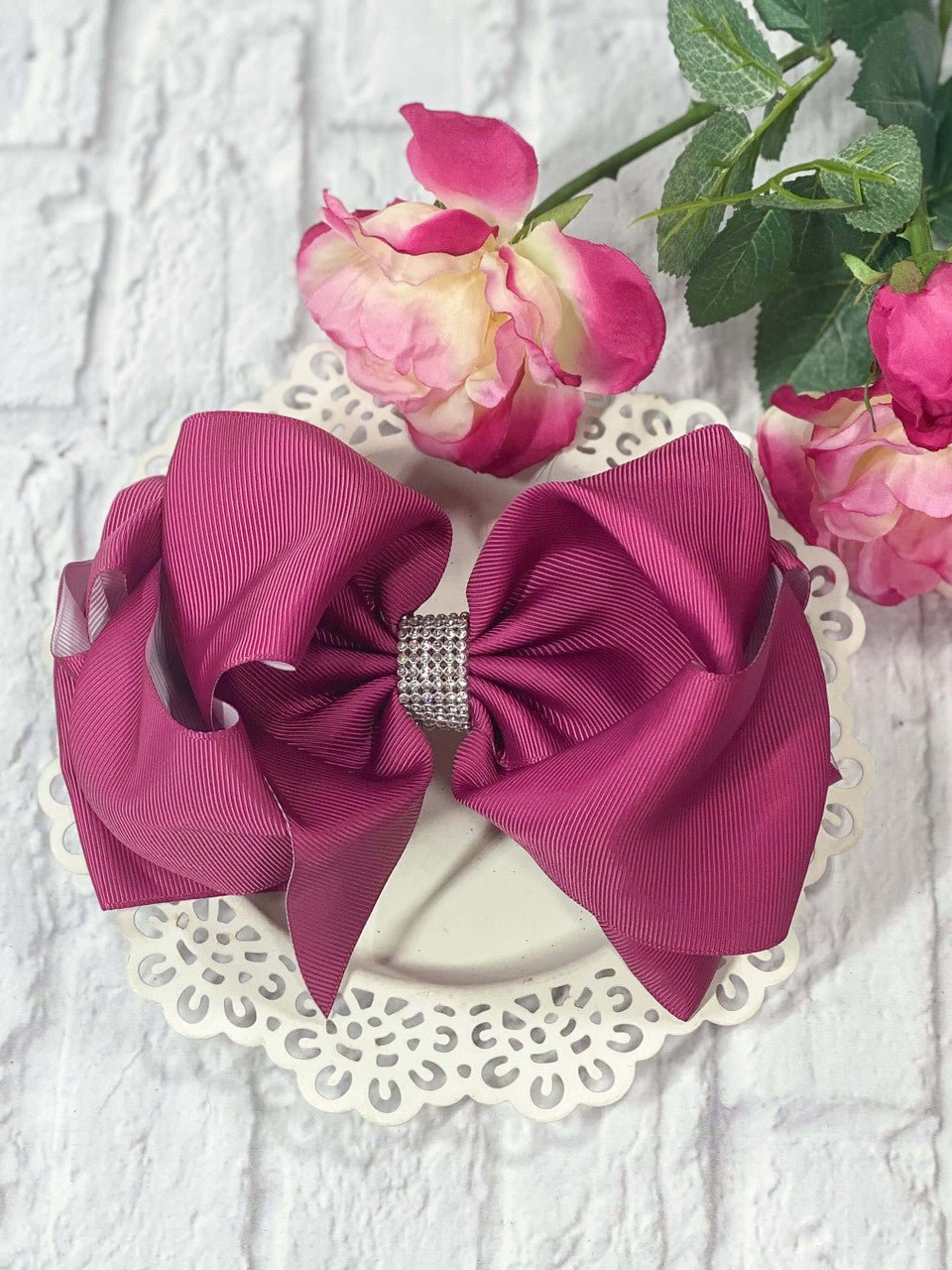 Oversize Rhinestone Hair Bows - Alligator Clip - 5.5"