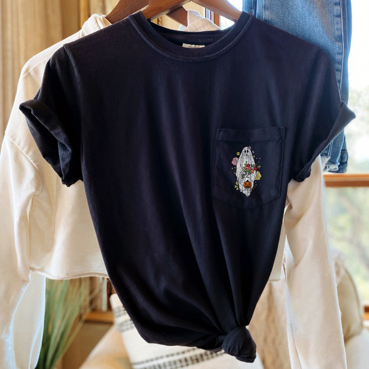 Ghost Bride Halloween Pocket Comfort Colors Tshirt