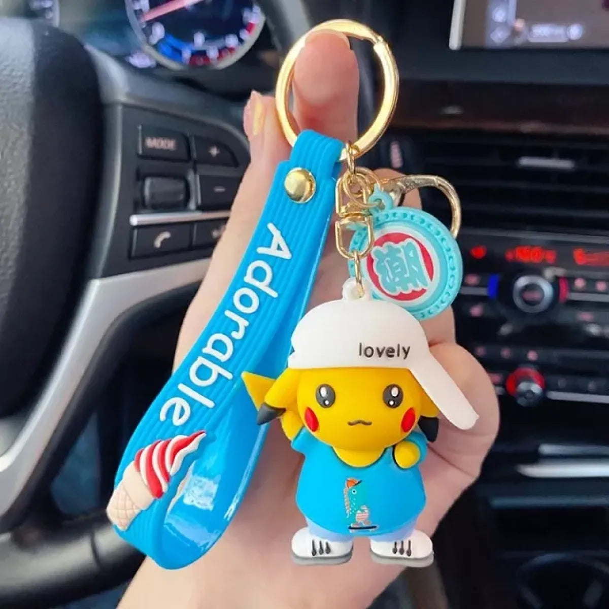 "Pokemon Action Figure Keychain - Pikachu, Charmander, Snorlax, Squirtle