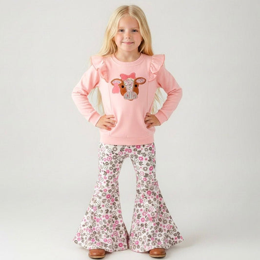 Pretty in Pink Cow Bell Bottom Set