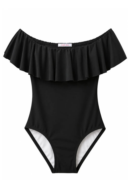 Black Ruffle Swimsuit
