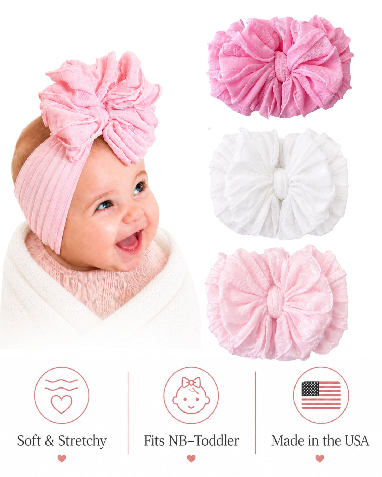 Pretty in Pink Headband 3 pack set