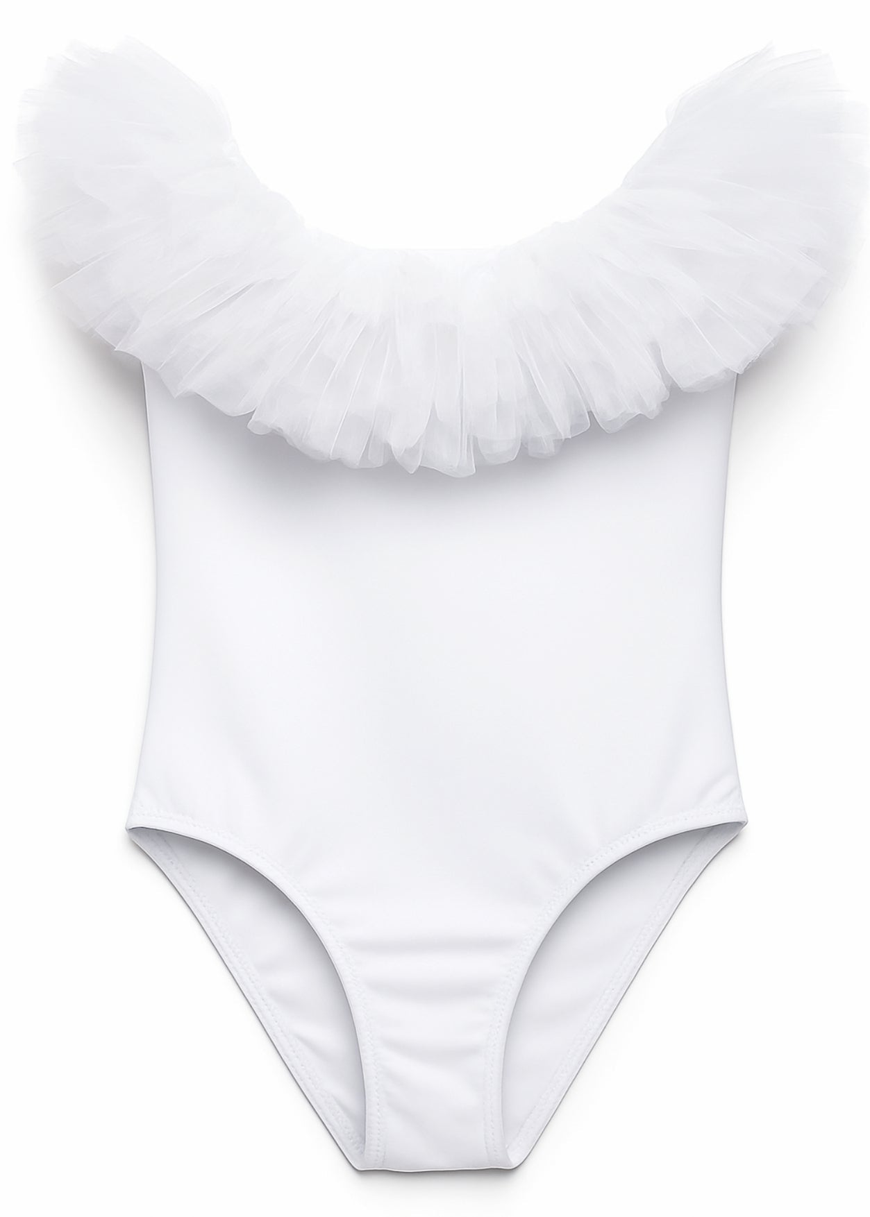 White Swimsuit with Tulle