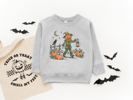 Pumpkin Scarecrow Toddler/Youth Crewneck Sweatshirt - made to order