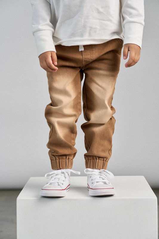 Baby Imperfect Denim Jogger - Camel