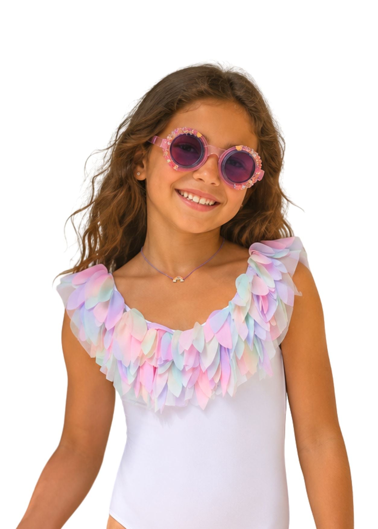 White Swimsuit with Unicorn Petals