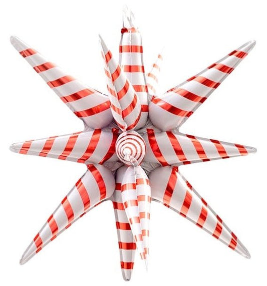 Red and White Candy Cane Starburst Balloon (22 Inches)