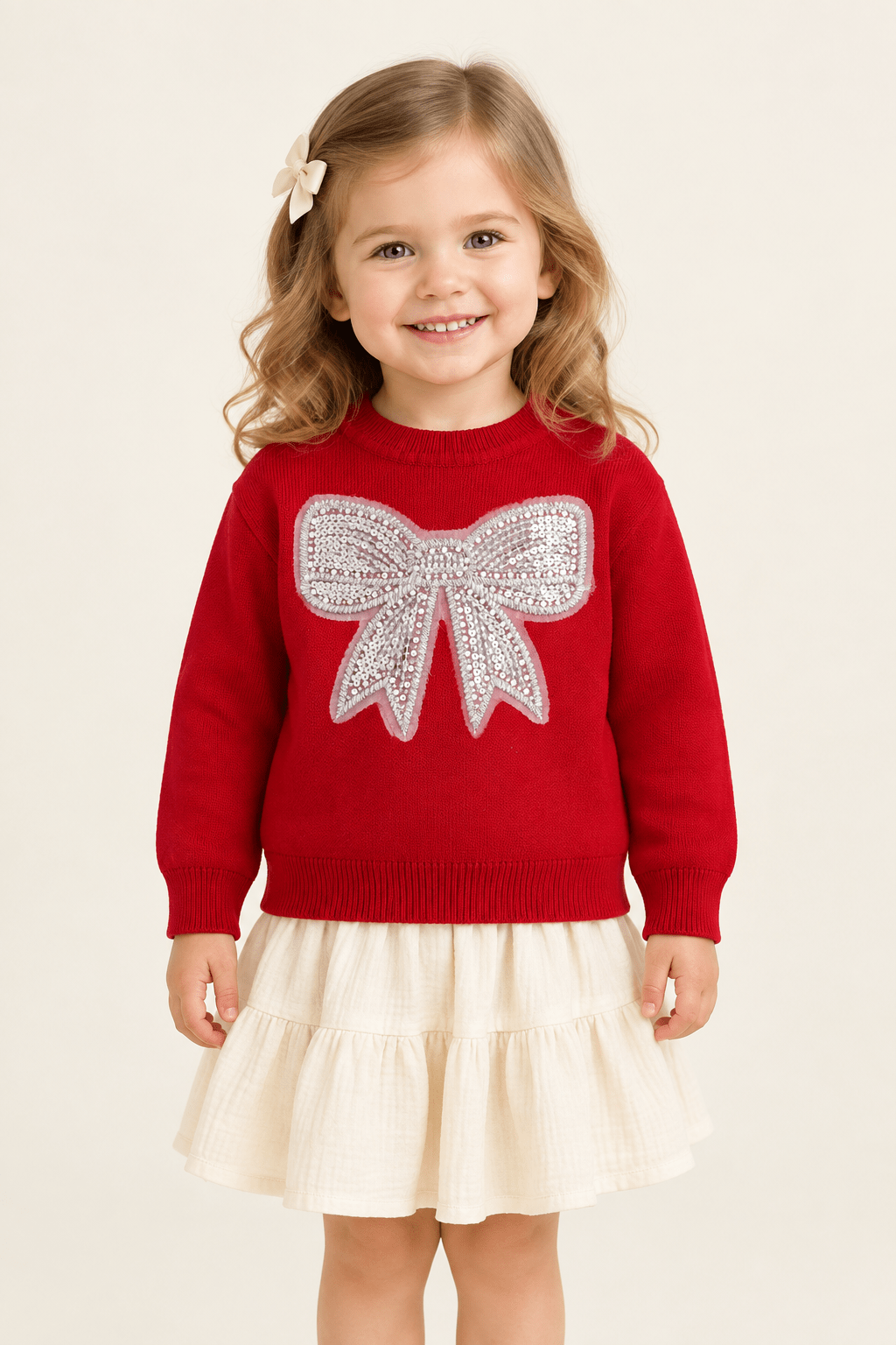 Red Sweater with Glitter Bow