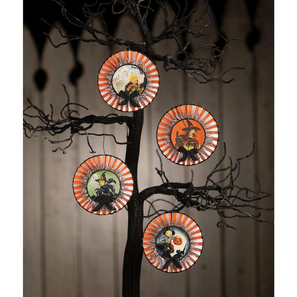 Retro Halloween Rosettes Set of 4 by Bethany Lowe Designs