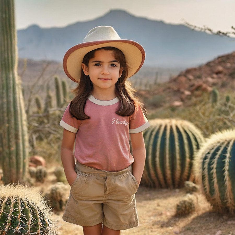 Howdy Vintage Ringer | Pink (Youth)