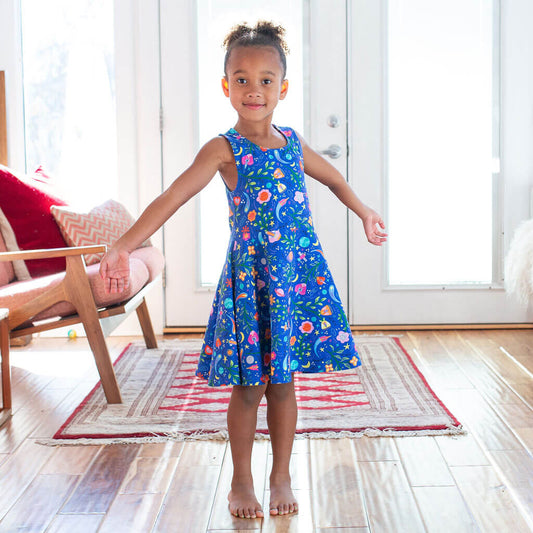 "Gardeners of the Galaxy" Space Paisley Sleeveless Play Dress with Pockets