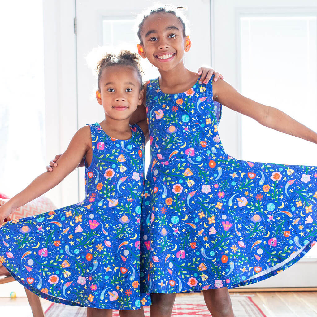 "Gardeners of the Galaxy" Space Paisley Sleeveless Play Dress with Pockets