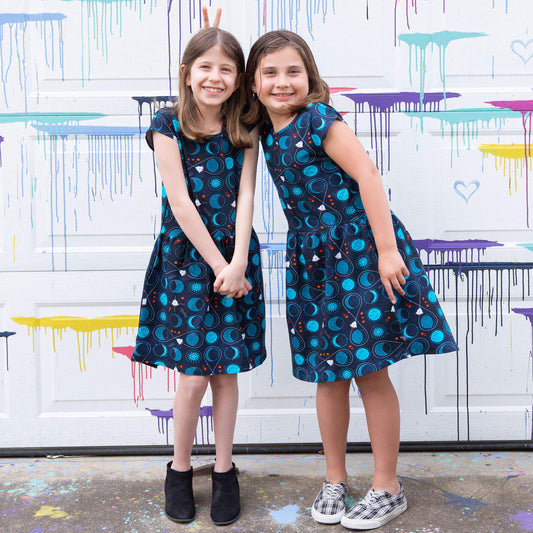 "Gravity Assist" Rocket to the Moon Cap Sleeve Dress with Pockets