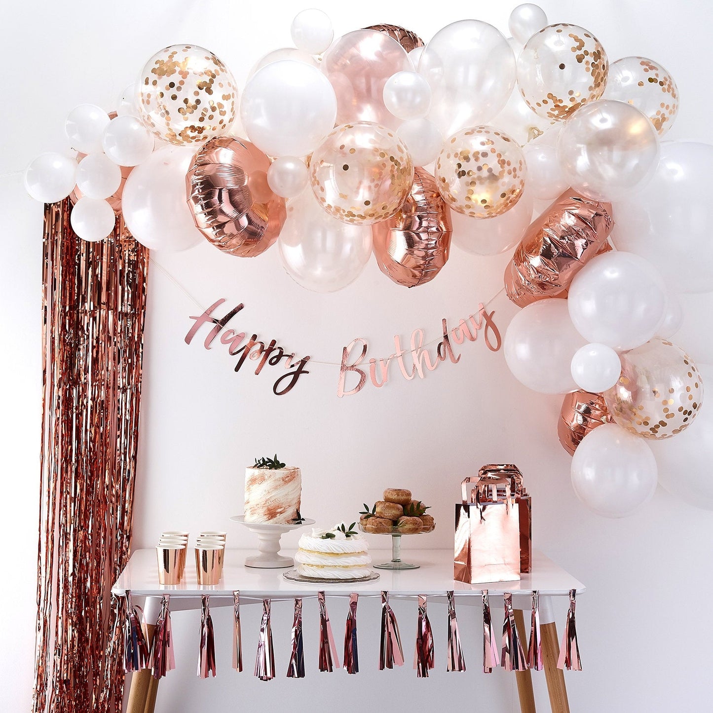 Rose Gold & Pearl White Balloon Garland Kit