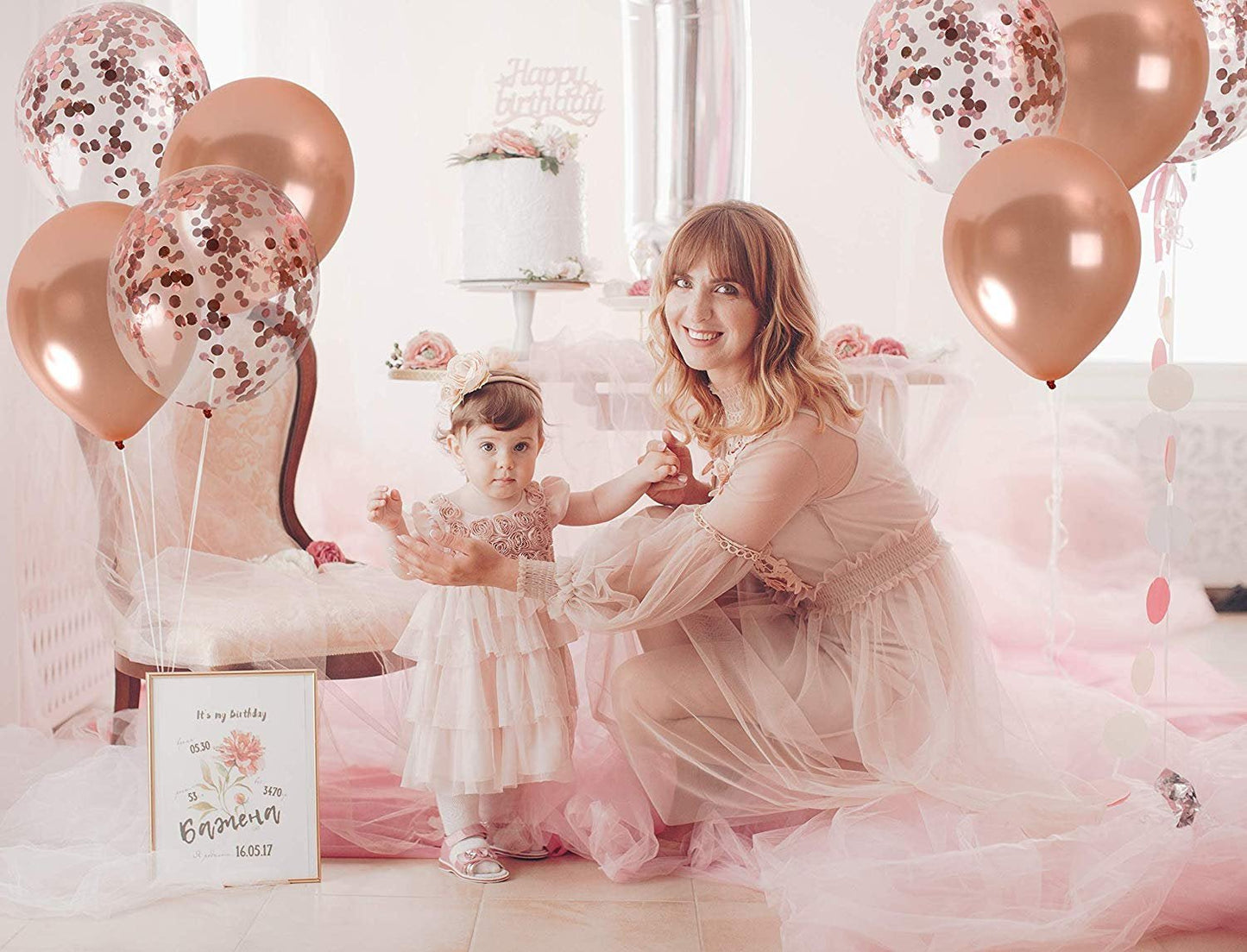 Rose Gold Confetti Balloon Bouquet