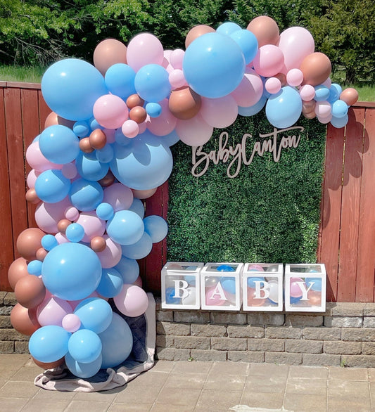 Rose Gold, Blue & Pink Balloon Garland Kit – Gender Reveal Decor