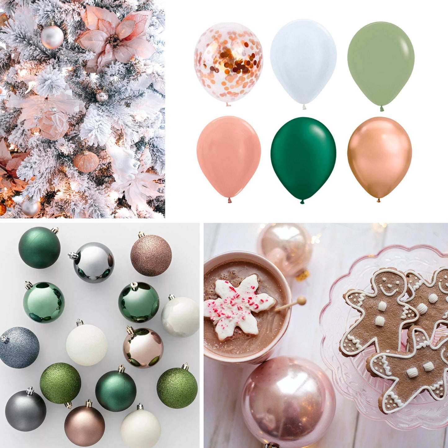 Rose Gold & Sage Christmas Balloon Garland Kit
