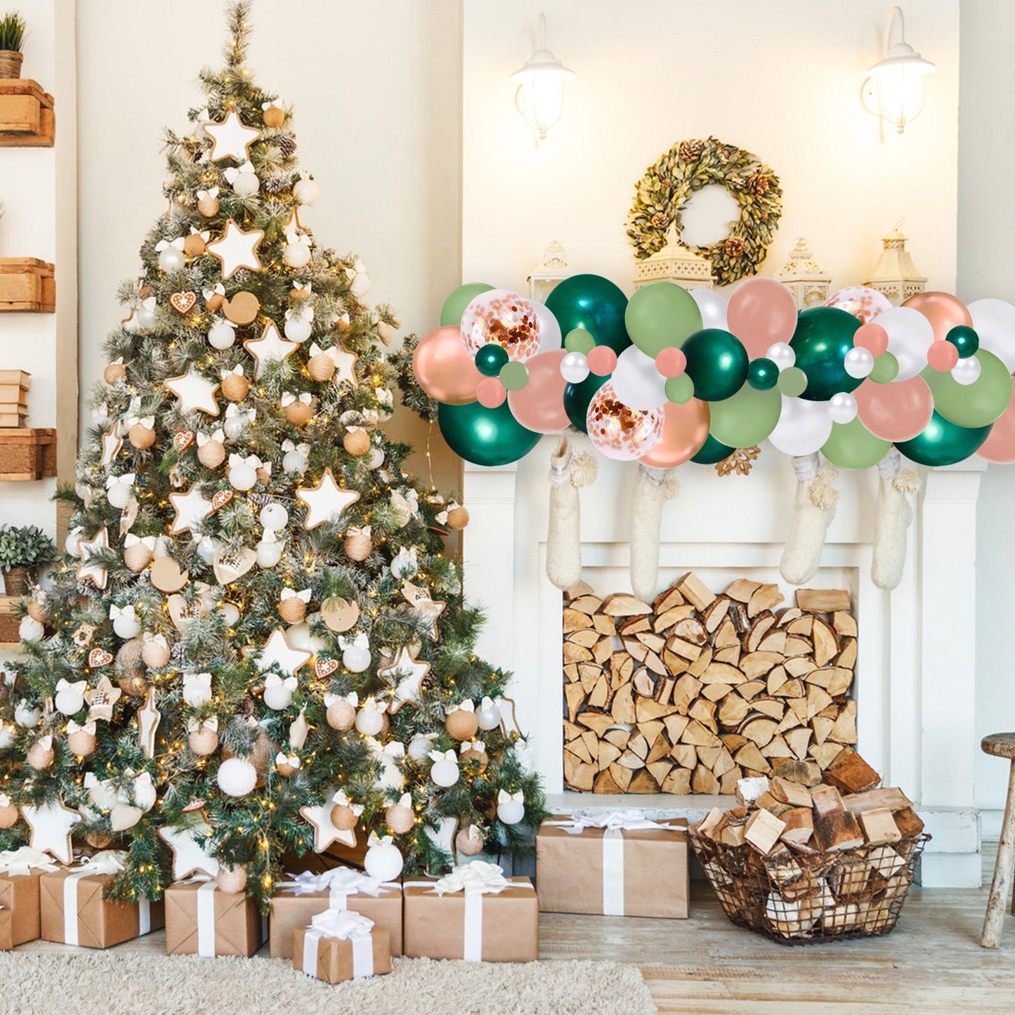 Rose Gold & Sage Christmas Balloon Garland Kit