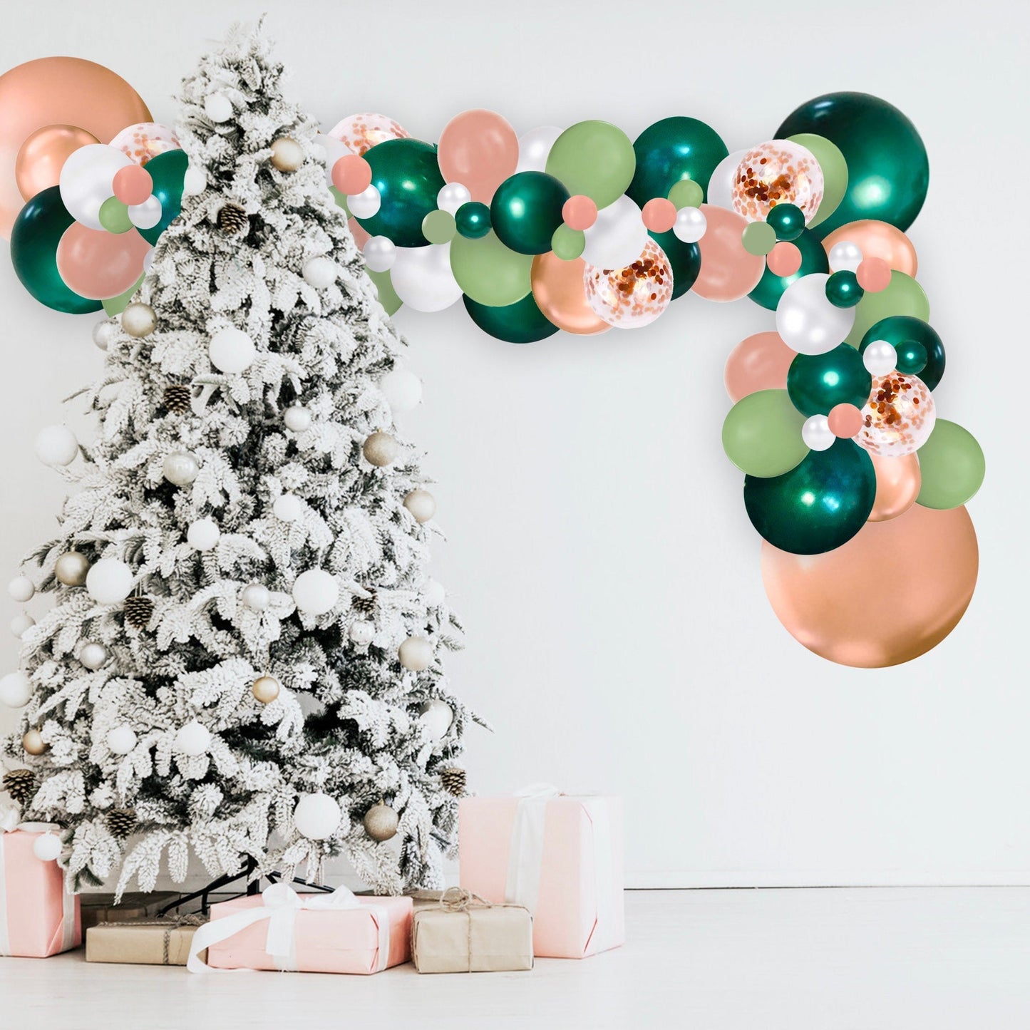 Rose Gold & Sage Christmas Balloon Garland Kit