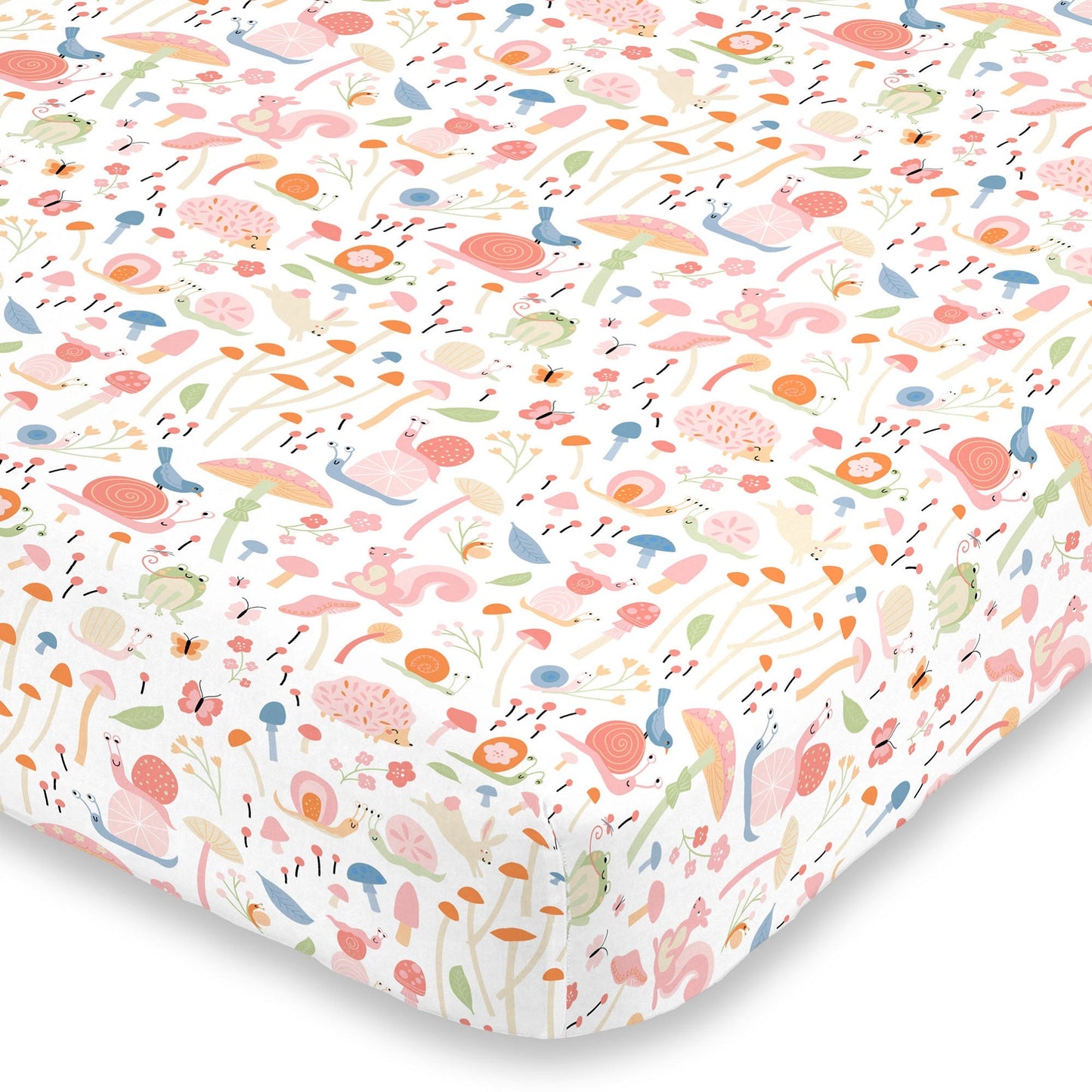 Spring Garden Pink, Green, Orange and Ivory Super Soft Mini Crib Sheet