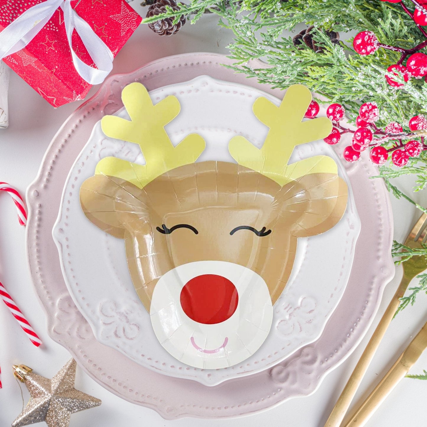 Rudolph the Reindeer Christmas Paper Plates