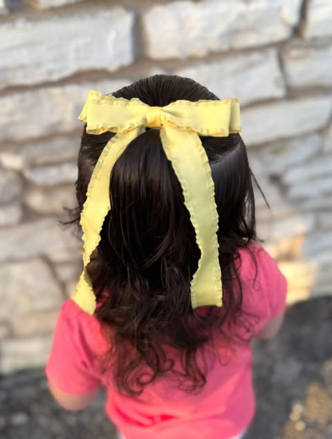 Ruffle Edge Ribbon Hair Bow - Alligator Clip - 5"