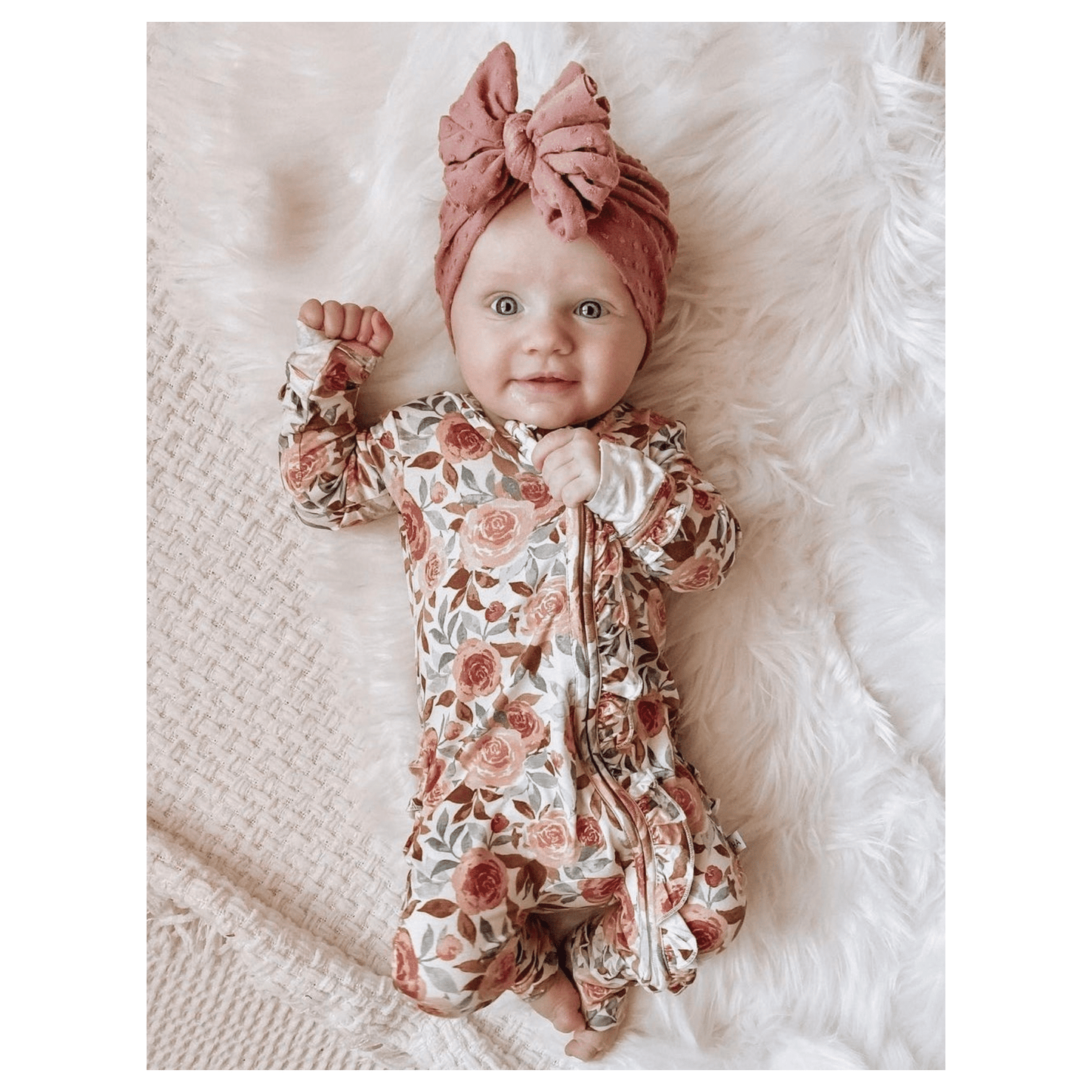 Ruffle Zipper One Piece - Dusty Pink Floral
