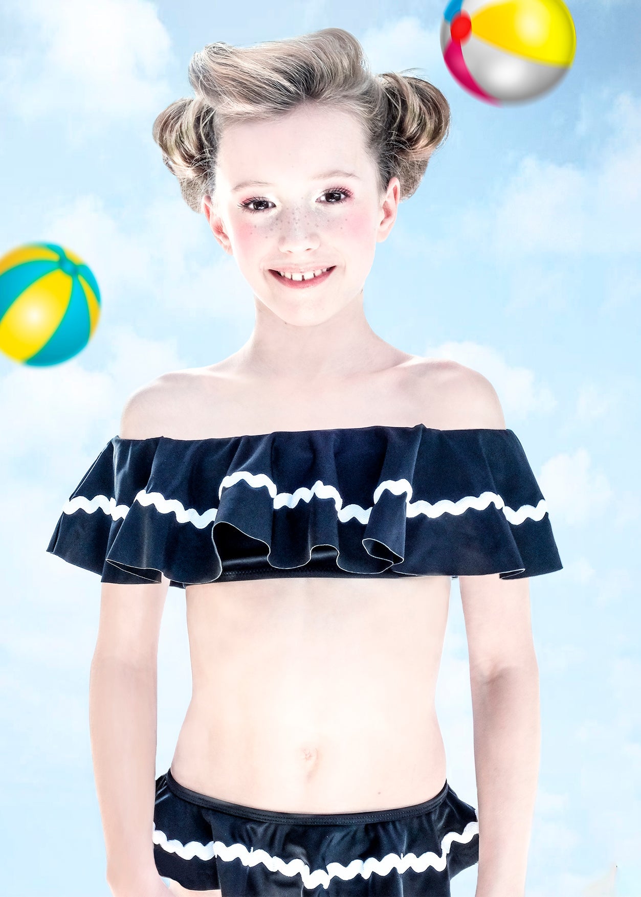 Black Bikini with White Ric Rac