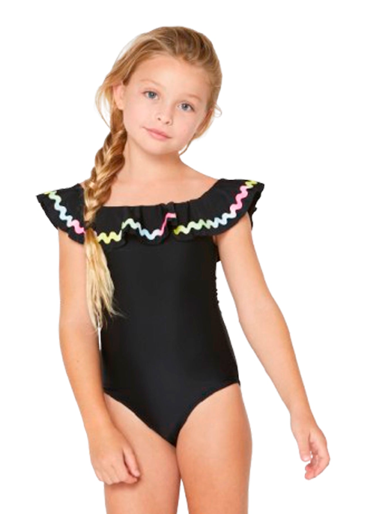 Black Swimsuit with Ric Rac