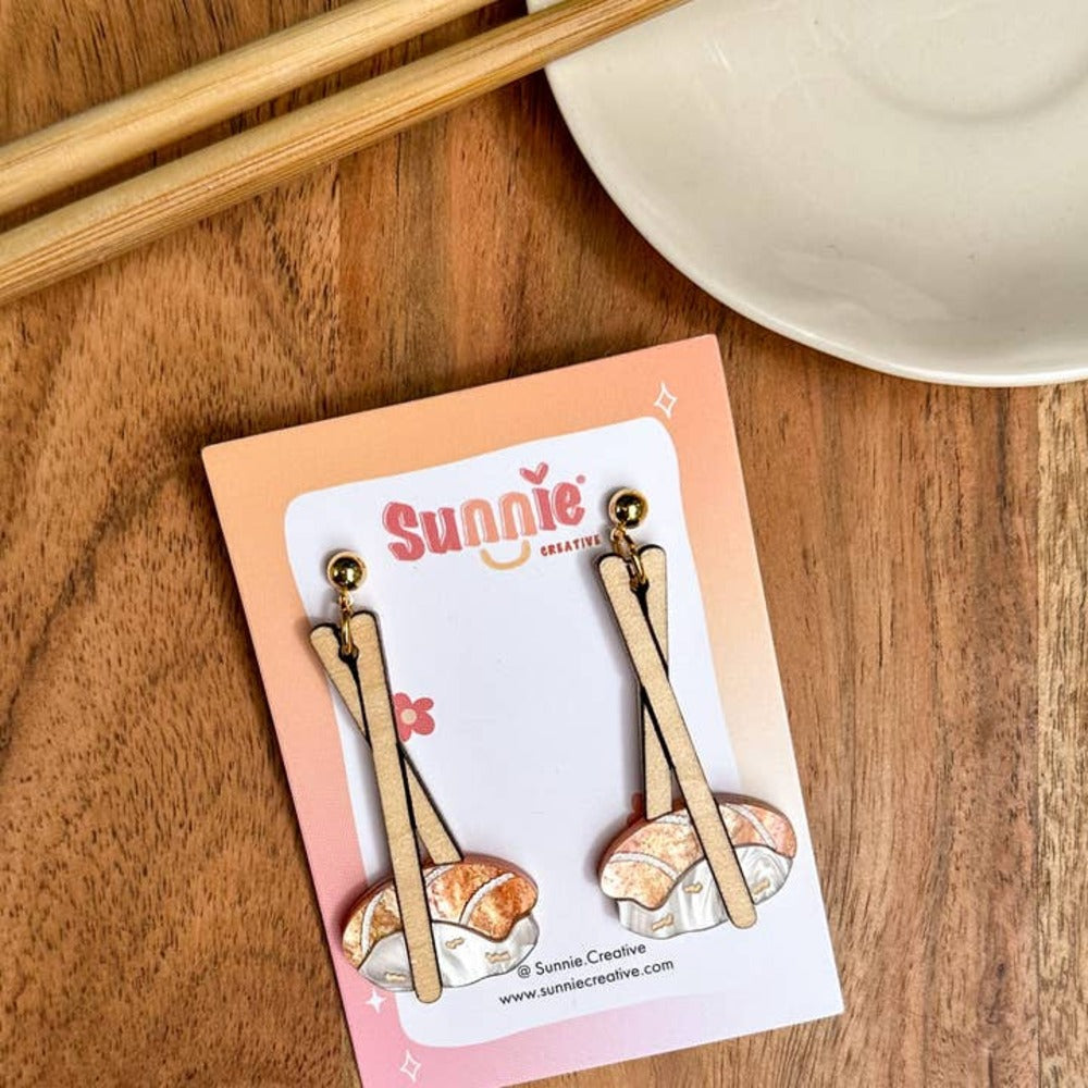 Salmon Sushi Acrylic Earrings