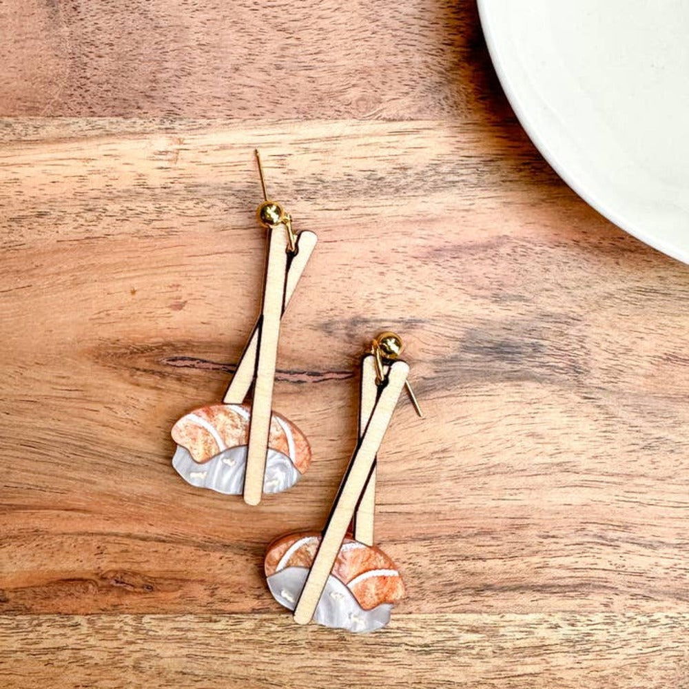 Salmon Sushi Acrylic Earrings