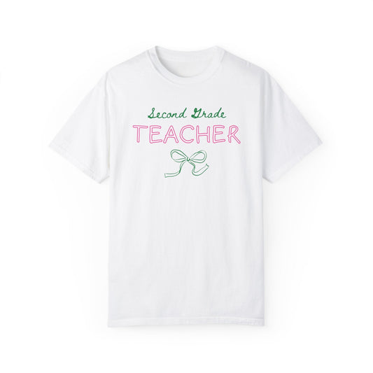 Second Grade Teacher Tee Shirt with Bow