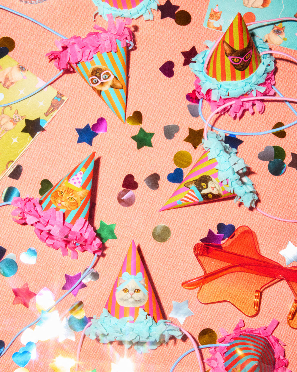 Cat Mini Party Hats - 10 paper hats