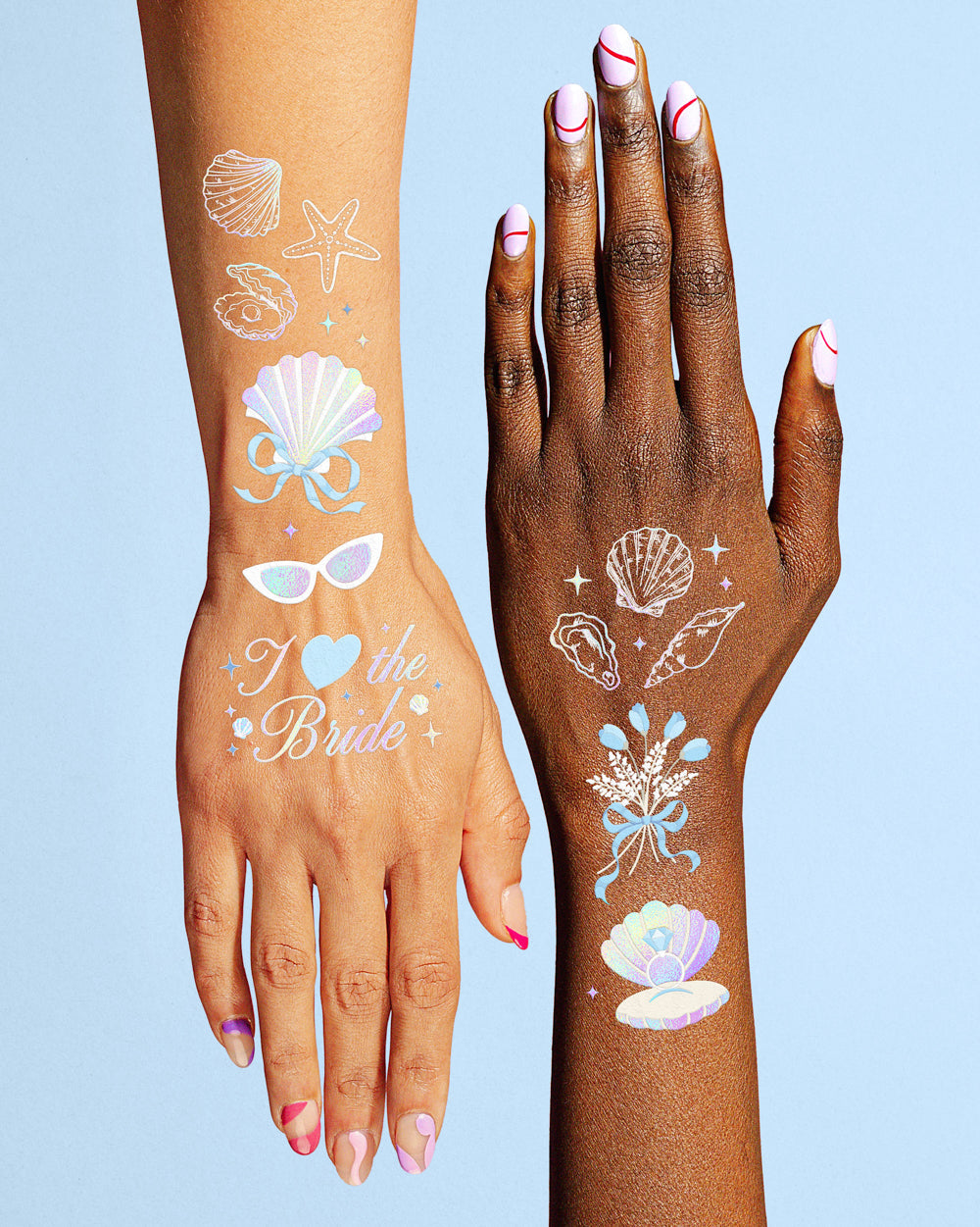 Seashells & Wedding Bells Tats - 60 temporary tattoos