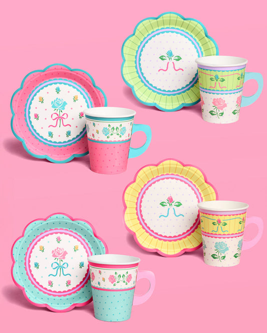 Tea Party Trio - plates, napkins, + cups
