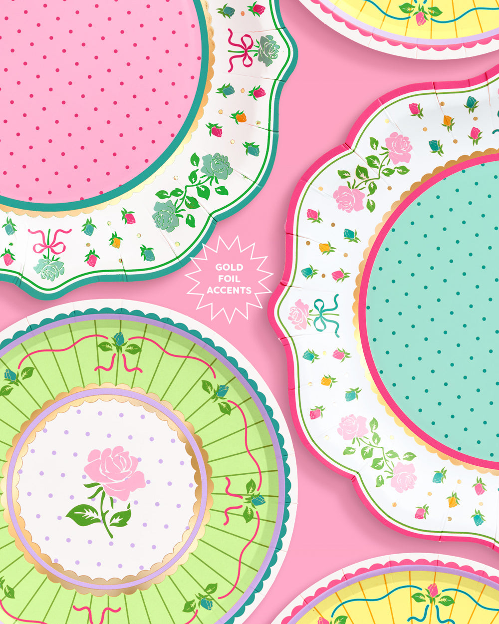 Tea Party Plates - 32 pastel floral plates